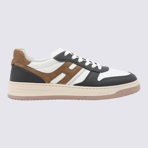 White And Black Leather Sneakers - Hogan - Modalova