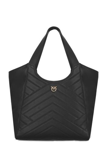 Logo Plaque Chevron Quilted Tote Bag - Pinko - Modalova