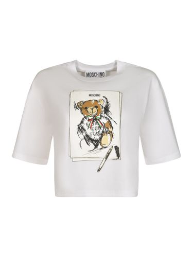 Teddy Print Cropped T-shirt - Moschino - Modalova