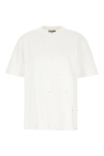 Ganni White Cotton T-shirt - Ganni - Modalova