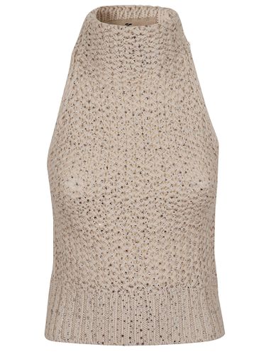 Rose Beige Halter Neck Top With Crystals - Ermanno Scervino - Modalova