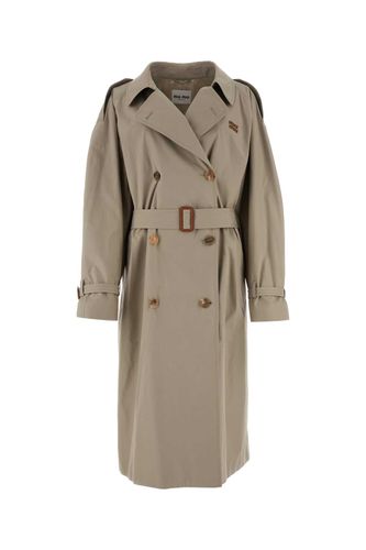 Dove Grey Cotton Blend Oversize Trench Coat - Miu Miu - Modalova