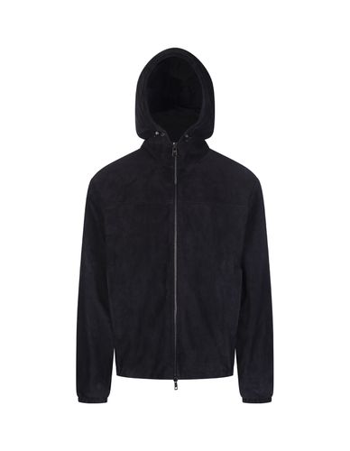 Moncler Blue Suede Frejus Jacket - Moncler - Modalova