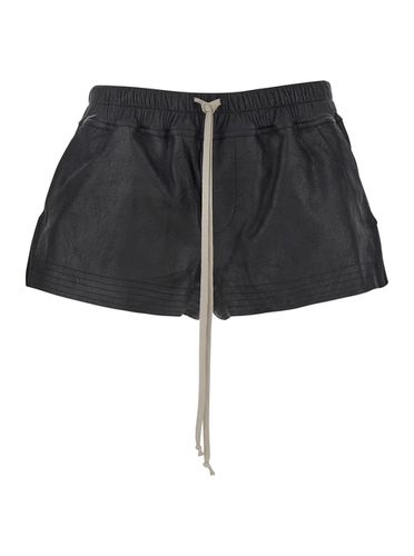 Shorts With Drawstring Waist In Grained Leather Woman - Rick Owens - Modalova