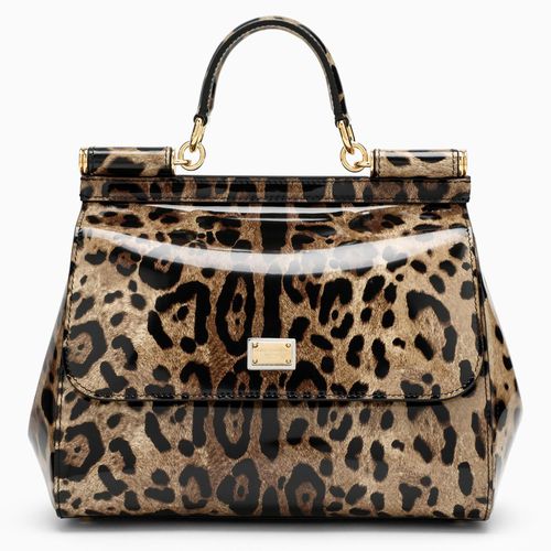 Medium Sicily Bag In Shiny Leopard-print Leather - Dolce & Gabbana - Modalova