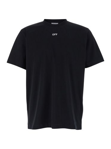 Crewneck T-shirt With Contrasting Off Print In Cotton Man - Off-White - Modalova