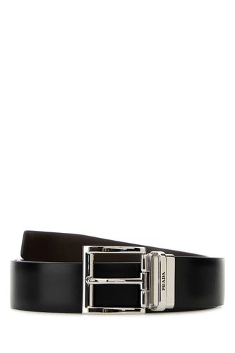 Prada Black Leather Reversible Belt - Prada - Modalova