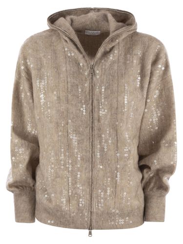 Mohair, Virgin Wool And Cashmere Cardigan With Hood And Zip - Brunello Cucinelli - Modalova