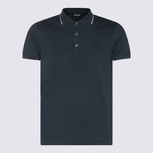 Zegna Blue Cotton Polo Shirt - Zegna - Modalova