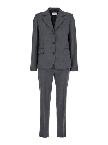 Single-breasted Suit With Notched Revers In Wool Blend Stretch Woman - Mauro Grifoni - Modalova