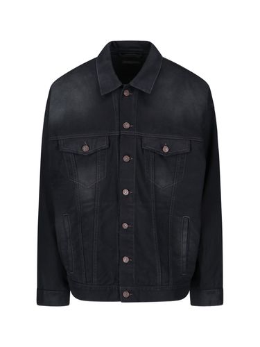 Oversized Jacket With Obscured Logo In Cotton Denim Man - Balenciaga - Modalova