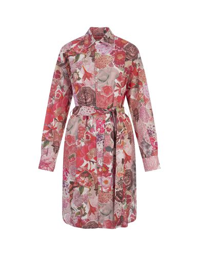 Pink Short Shirt Dress With Flower Requiem Print - Marni - Modalova