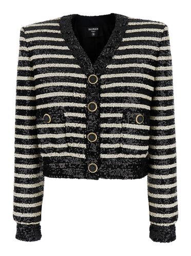 Ls 2 Pkt Glittered Stripe Jacket - Balmain - Modalova