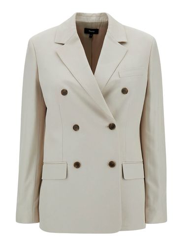 Off- Double-breasted Jacket With Notched Revers In Viscose Woman - Theory - Modalova