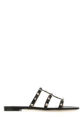 Leather Rockstud Slippers - Valentino Garavani - Modalova