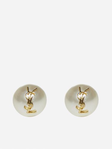 Ysl Logo Pearl Earrings - Saint Laurent - Modalova