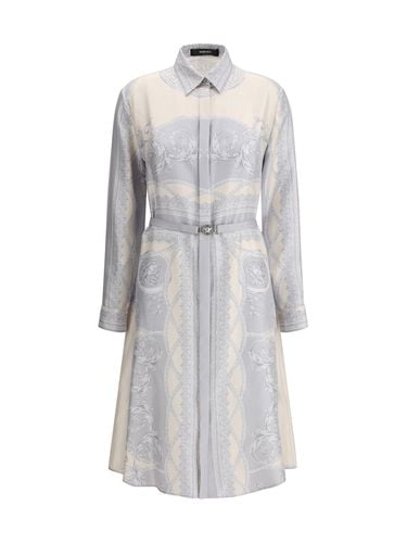 Barocco-printed Belted Shirt Dress - Versace - Modalova