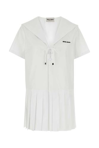 Miu Miu White Poplin Dress - Miu Miu - Modalova