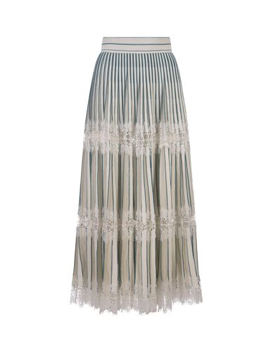 Knit And Lace Midi Skirt In Bianco E Gin - Elie Saab - Modalova