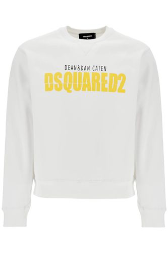 White Cotton Sweatshirt With Distinctive Yellow Logo - Dsquared2 - Modalova