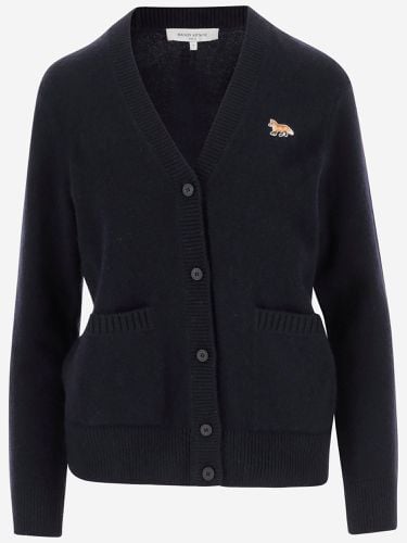 Wool Cardigan With Fox Patch - Maison Kitsuné - Modalova