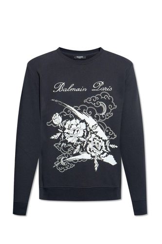 Graphic Printed Crewneck Sweatshirt - Balmain - Modalova