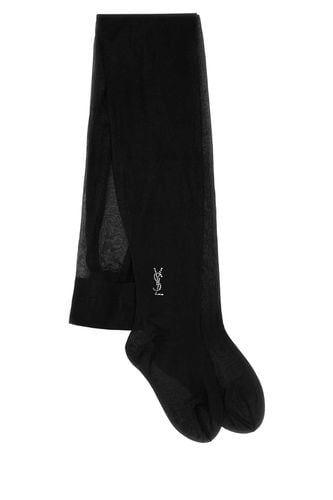 Black Stretch Nylon Tights Jumpsuit - Saint Laurent - Modalova