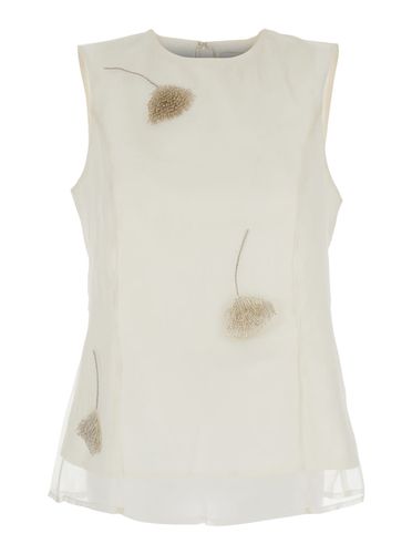 Sleeveless Crewneck Top With Tulip Embroidery In Silk Woman - Róhe - Modalova