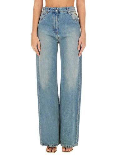 Pre-washed Wide Leg Denim Pants - MSGM - Modalova