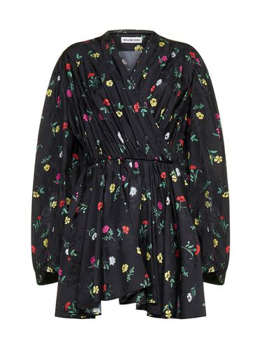 Vneck Floralprinted Mini Doll Dress - Balenciaga - Modalova