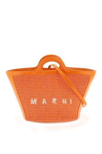 Orange Tropicalia Small Bag In Leather And Raffia - Marni - Modalova