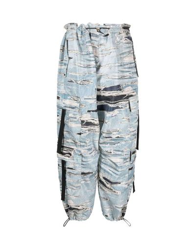 Cargo Trousers With Iconic Runway Denim-effect Pattern - John Richmond - Modalova