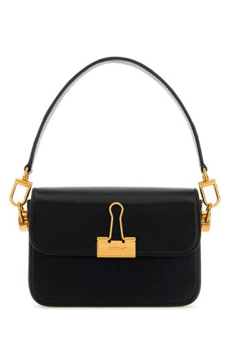 Black Leather Small Plain Binder Handbag - Off-White - Modalova