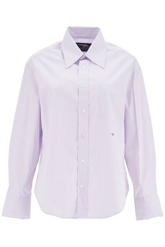 Purple Striped Cotton Womens Shirt - HommeGirls - Modalova