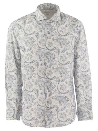 Slim Fit Shirt In Paisley Cotton Canvas - Brunello Cucinelli - Modalova