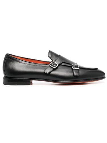 Santoni Black Leather Monk Shoes - Santoni - Modalova