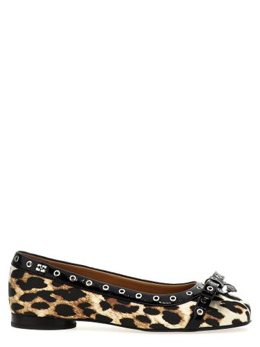 Leopard Eyelets Bow Ballet Flats - Ganni - Modalova