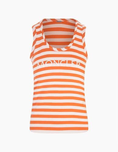 Orange Striped Tank Top With Logo - Moncler - Modalova
