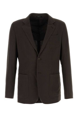 Brown Wool And Viscose Blazer - Giorgio Armani - Modalova