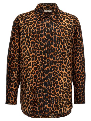Leopard Print Taffeta Shirt - Saint Laurent - Modalova