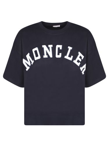 Moncler Logo Blue Roundneck T-shirt - Moncler - Modalova