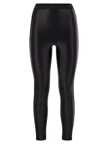 Logoed Elastic Shiny Leggings - Elisabetta Franchi - Modalova