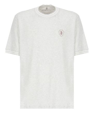 Logo Embroidered Crewneck T-shirt - Brunello Cucinelli - Modalova