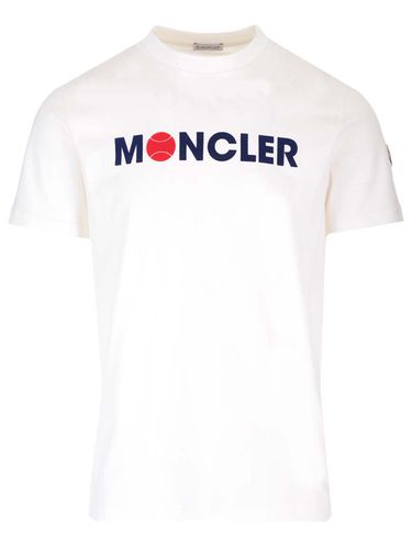 Flocked T-shirt With Logo - Moncler - Modalova