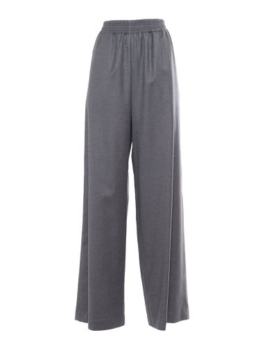 Flannel Wide Leg Trousers With Elastic Waistband - Fabiana Filippi - Modalova