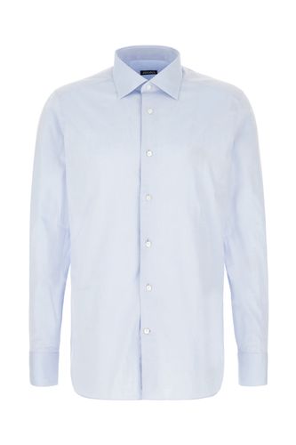 Zegna Light Blue Poplin Shirt - Zegna - Modalova