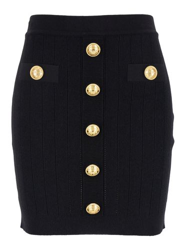 Mini Pencil Skirt With Jewel Buttons In Stretch Viscose Blend Woman - Balmain - Modalova