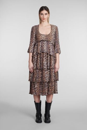 Ganni Dress In Animalier Polyester - Ganni - Modalova