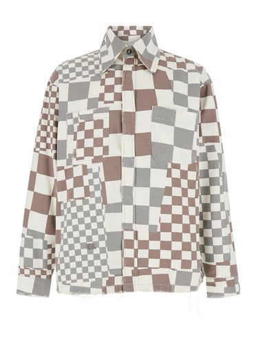 Multicolor Jacket With Asymmetric Check Motif In Cotton Denim Man - ERL - Modalova