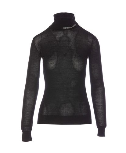 Turtleneck Logo Jacquard Top - Elisabetta Franchi - Modalova